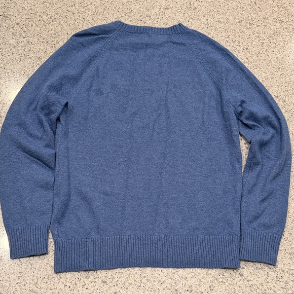 J. Crew Factory Men's Large Blue Knit Crewneck Sweater Lambswool Blend - Picture 6 of 6